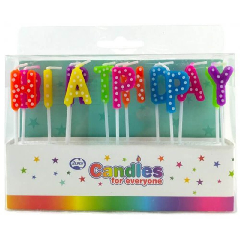Bougies de lettres de joyeux anniversaire Alpen (Polkadots brillants)