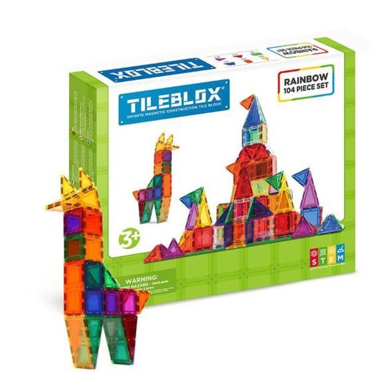 104pc TileBlox Rainbow Magnetic Building Blocks