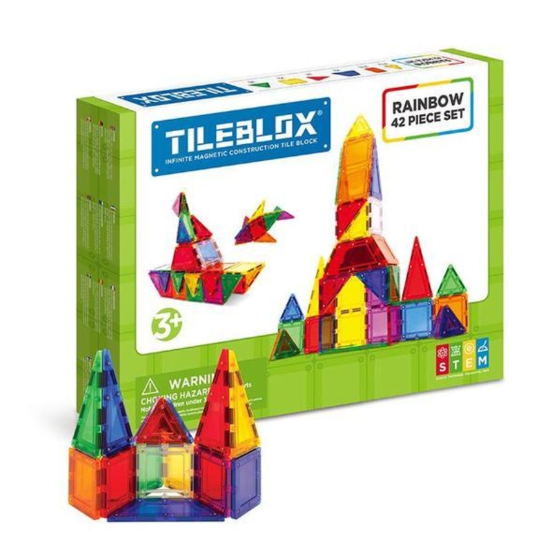 42pc Tileblox Rainbow Magnetic Building Blocks