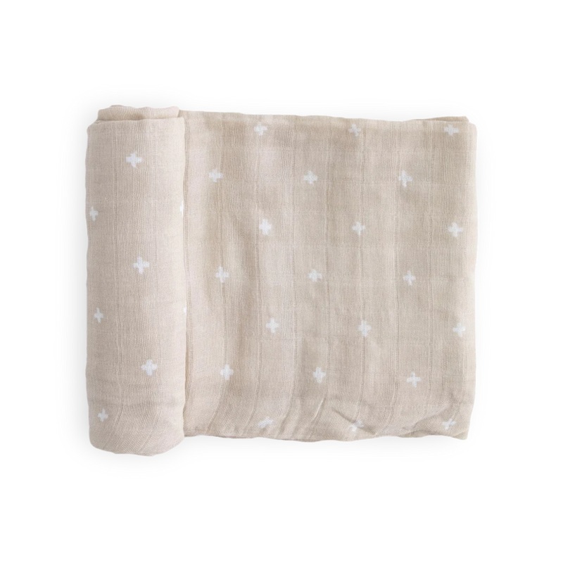 Taupe Cross Cotton MuslinSwaddle Single