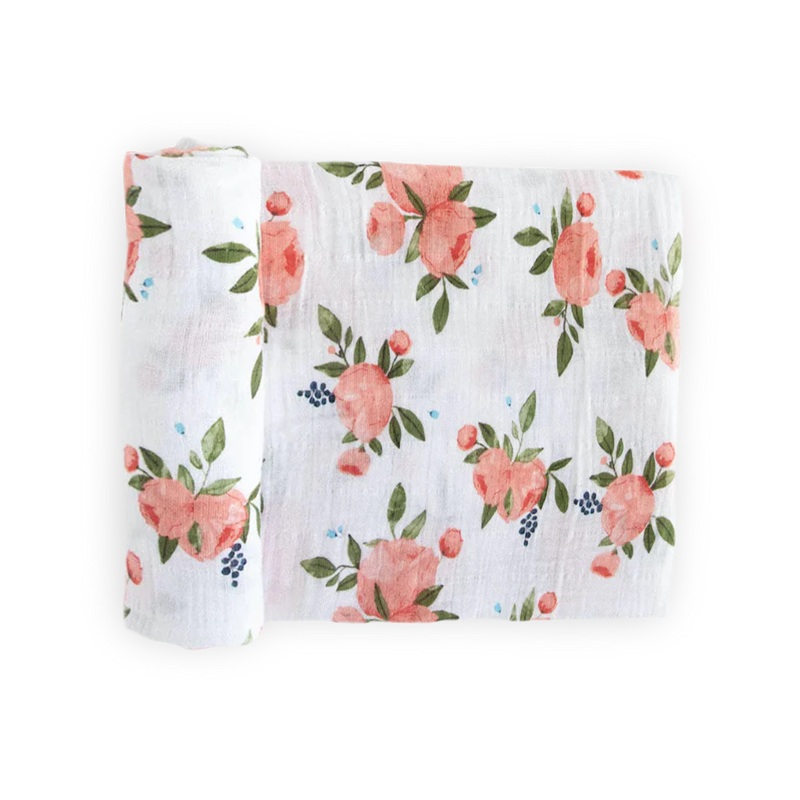 Watercolor Roses Cotton MuslinSwaddle Single