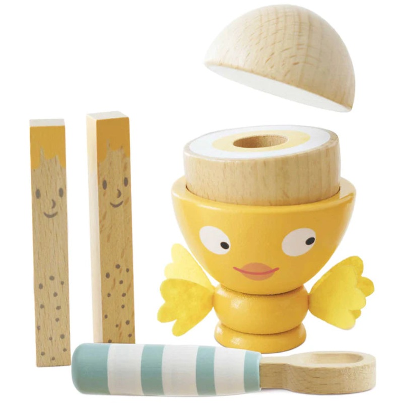 Wooden Egg Cup & Soldiers - 6 Piece Set