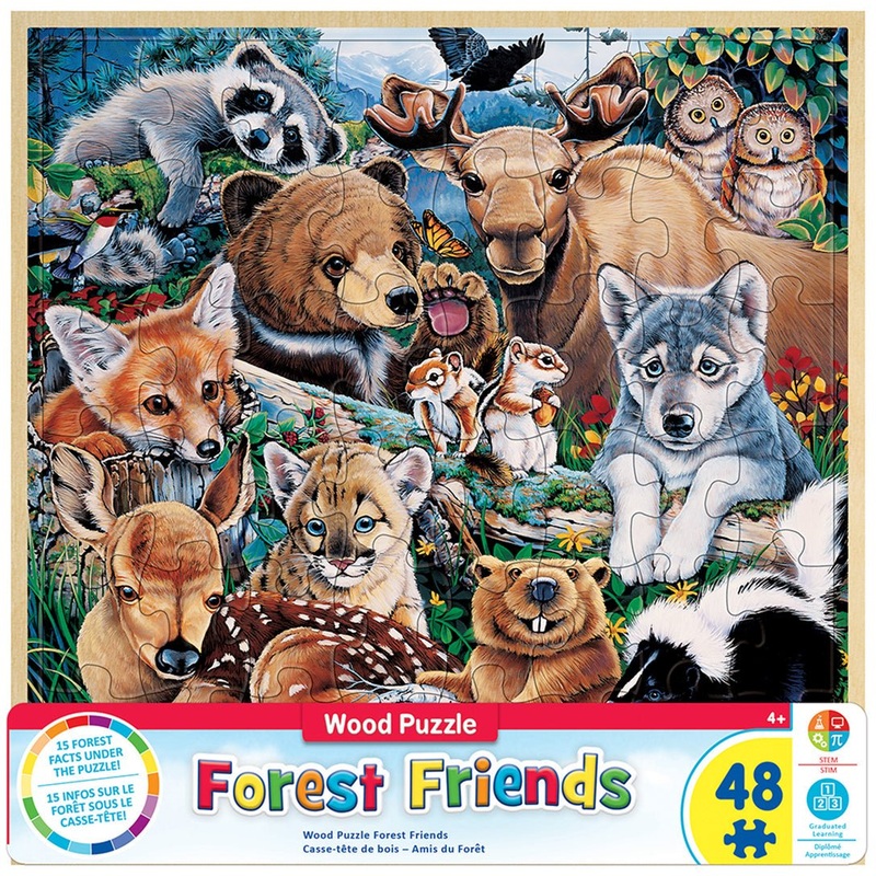 Wood Fun Facts - Forest Friends 48 pc Wood Puzzle