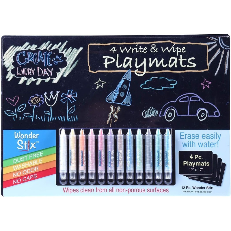 Wonder Stix Black Board Playmat Kit 12"x17" with 12 Wonder Stix