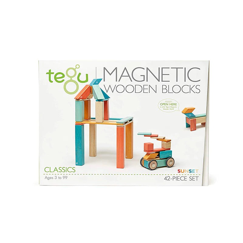 42 Piece Magnetic Wooden Block Set | Sunset
