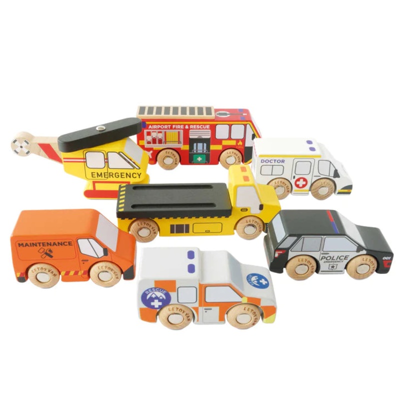 Emergency Helicopter & Rescue Cars - 7 Piece Set