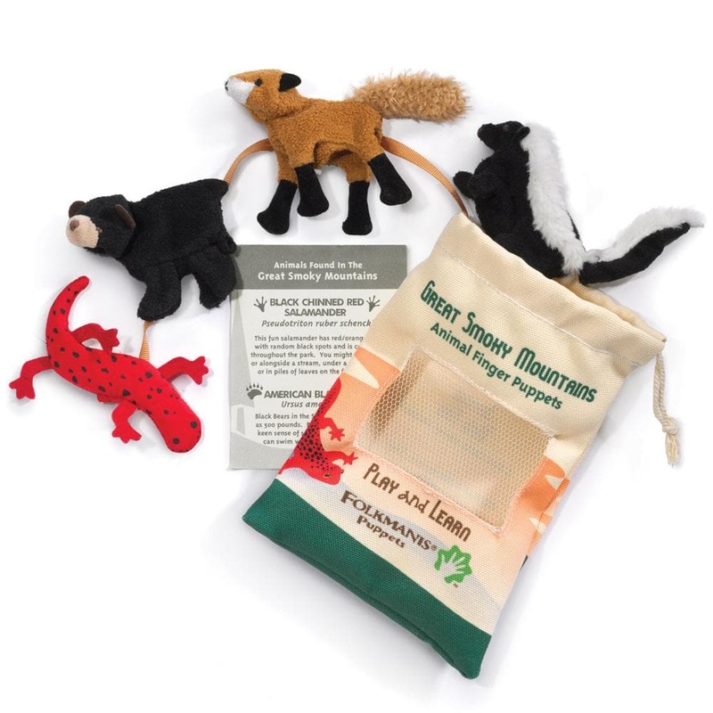 Great Smoky Mountain Animals Finger Stuffed Animal Puppet Set