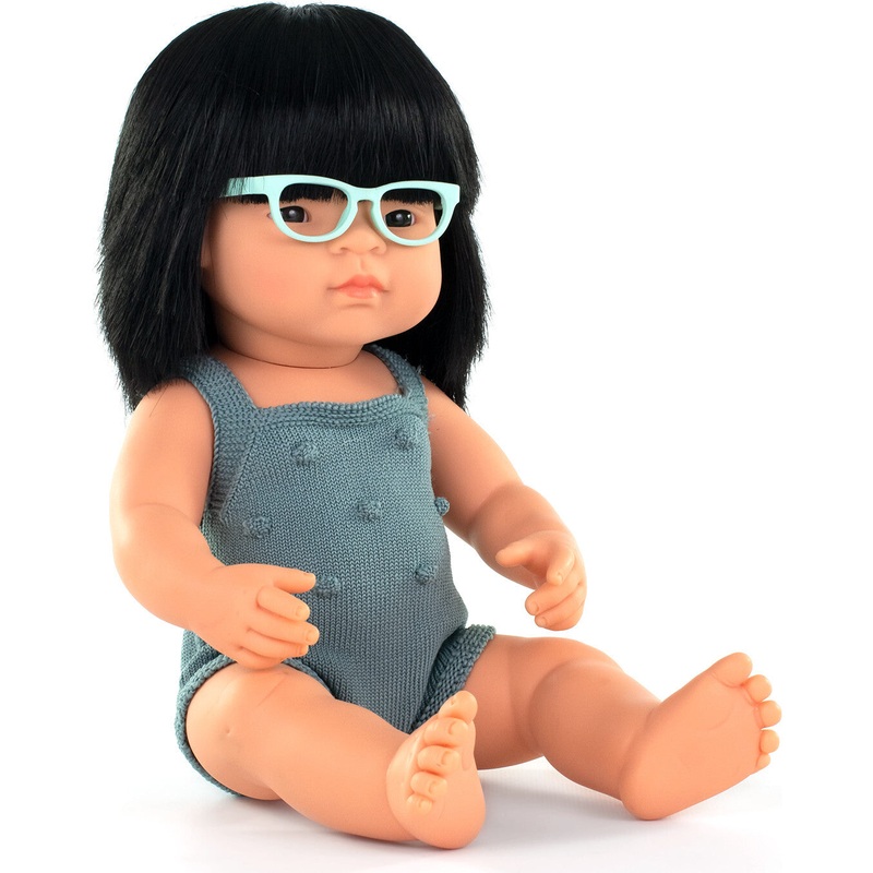 Miniland - 15" Baby Doll - Asian Girl with Glasses
