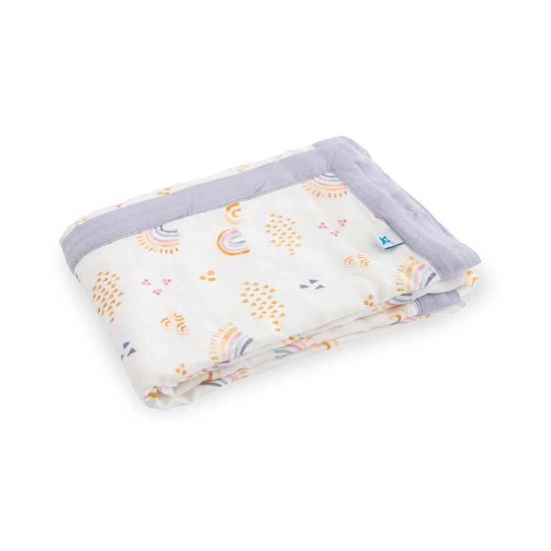 Rainbows & Raindrops DeluxeMuslin Baby Quilt