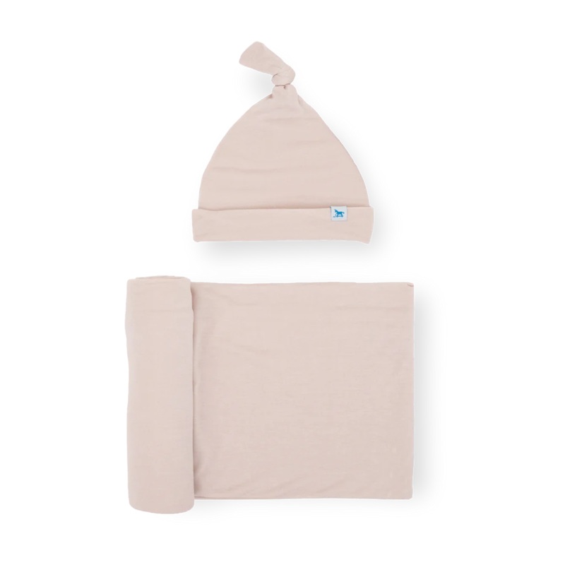 Soft Blush Stretch Knit Hat &Swaddle Set