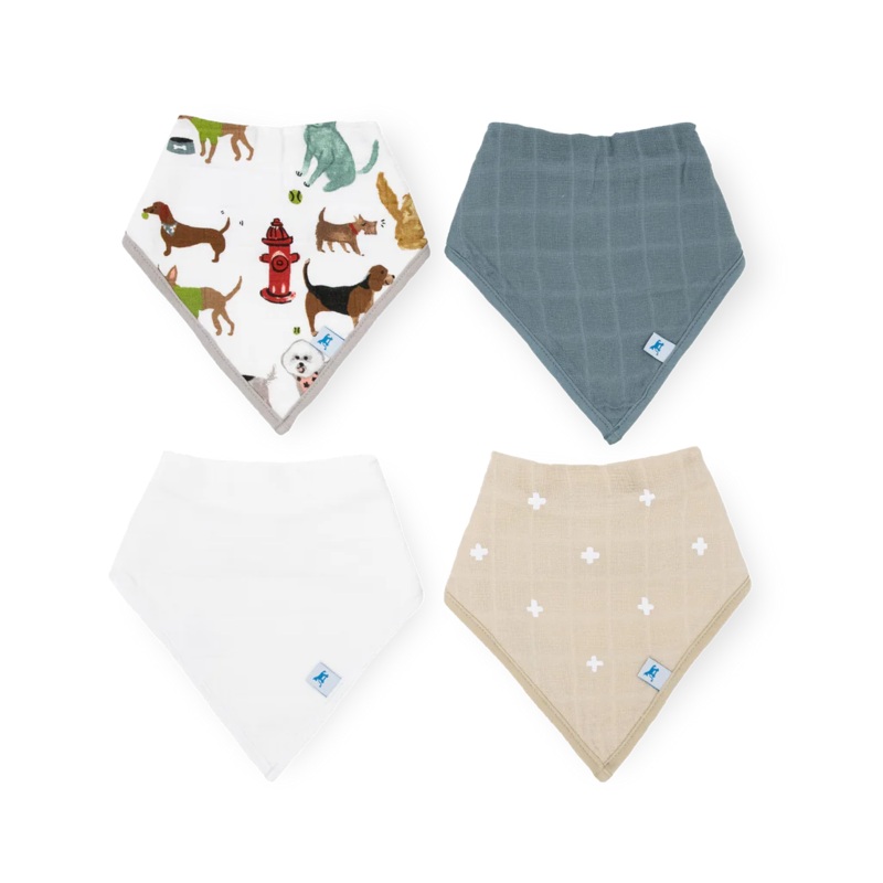 Woof Cotton Muslin Bandana Bib 4-Pack