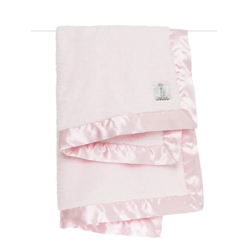 Little Giraffe - Chenille - Baby Blanket - Pink