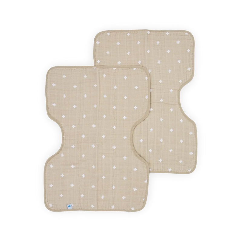 Cotton Muslin Burp Cloth 2 Pack - Taupe Cross