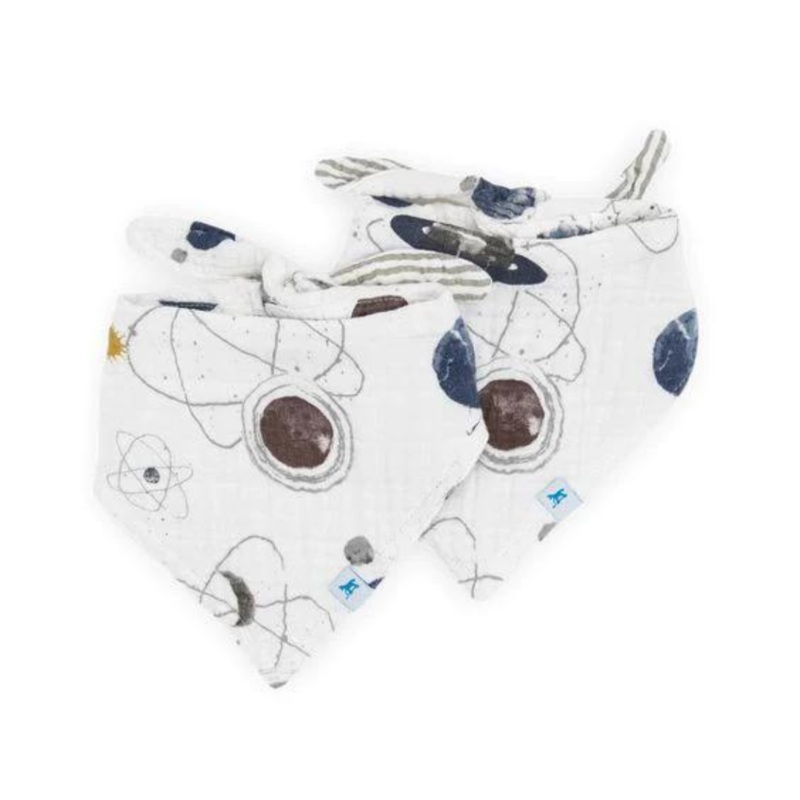 Cotton Muslin Reversible Bandana Bib 2 Pack - Planetary