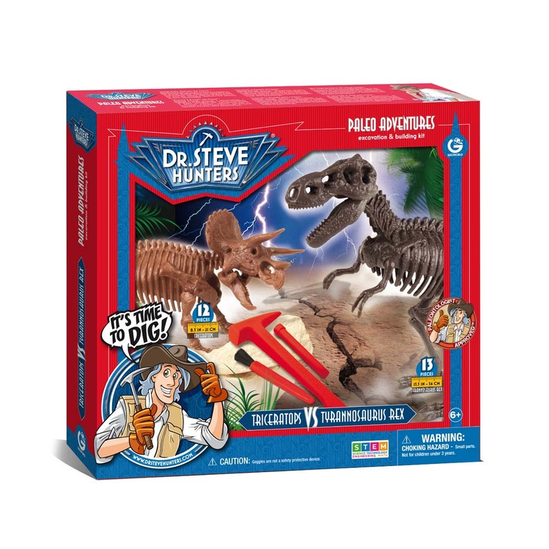 Dr. Steve Hunters GEOWorld Paleo Adventures Excavation Kit  T-Rex vs. Triceratops - 12 pieces