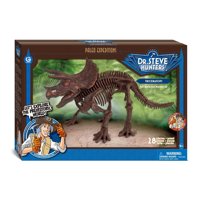 Dr. Steve Hunters GEOWorld Paleo Expedition Triceratops Replica Skeleton Kit - 28 pieces