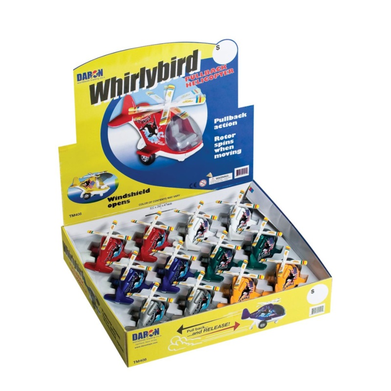 WHIRLEY BIRD PULLBACK HELICOPTER 12 PIECES