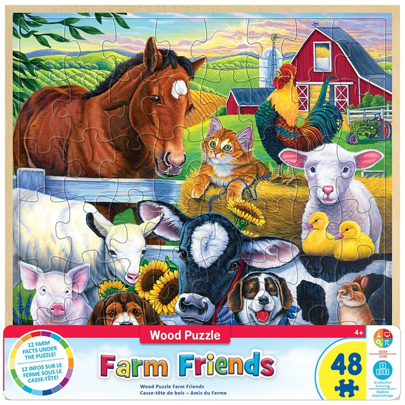 Wood Fun Facts - Farm Friends 48 pc Wood Puzzle