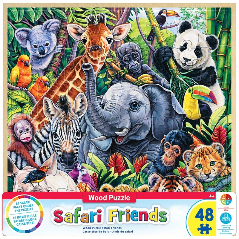 Wood Fun Facts - Safari Friends 48 pc Wood Puzzle