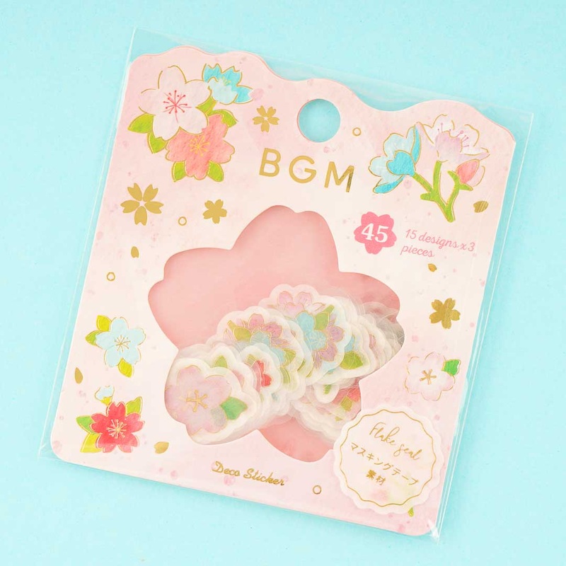 BGM Flake Seal Stickers - Colorful Sakura Blooms