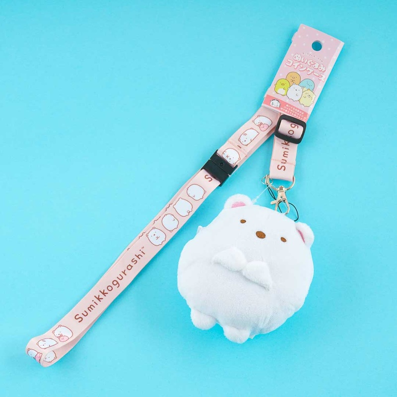 Sumikko Gurashi Fluffy Coin Purse With Neck Strap - Shirokuma