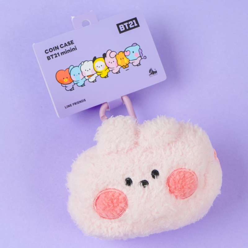 BT21 Fluffy Coin Purse With Carabiner - COOKY