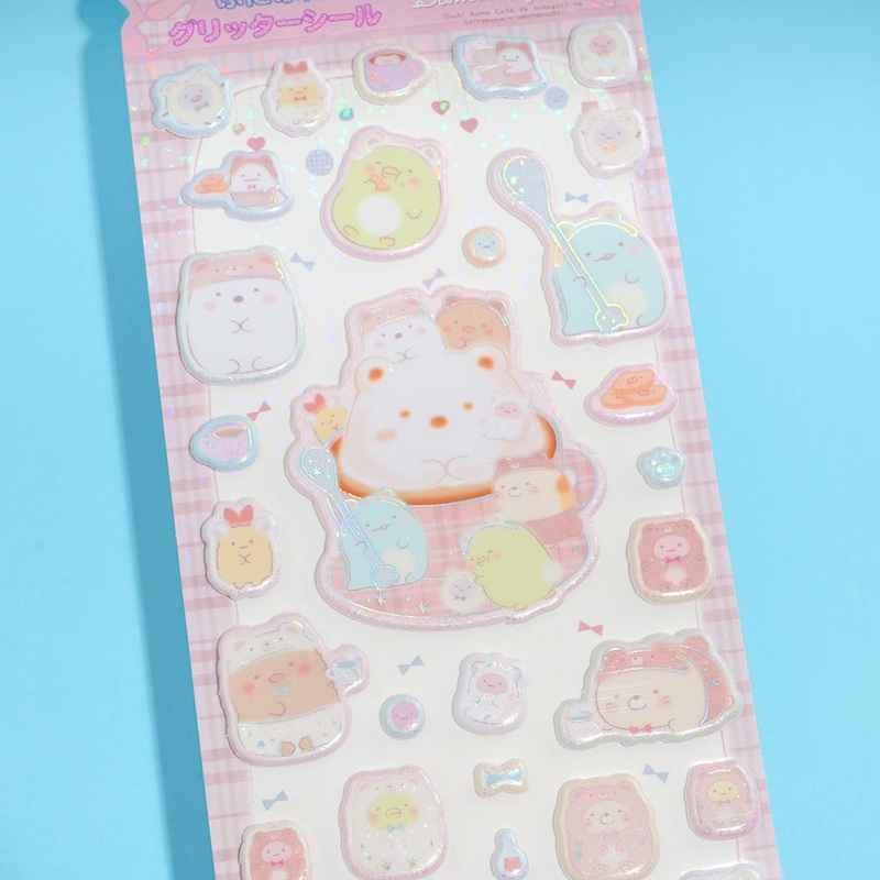 Sumikko Gurashi Holographic Puffy Stickers - Bear Cafe