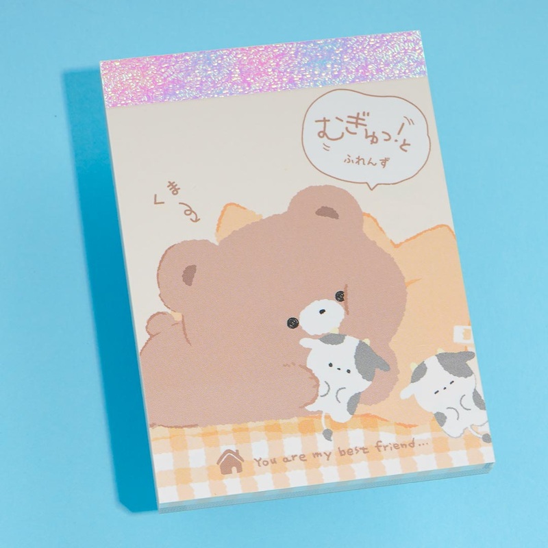 Mugyutto Friends Mini Memo Pad - Bear & Cow
