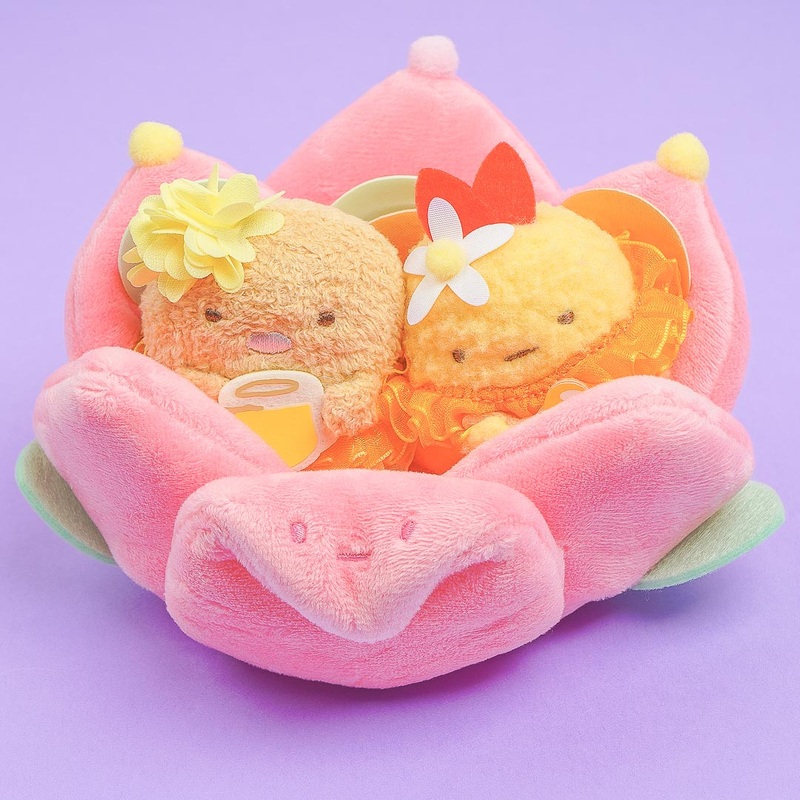 Sumikko Gurashi Tulip Bed Plushie Set - Ebifurai & Tonkatsu / Mini