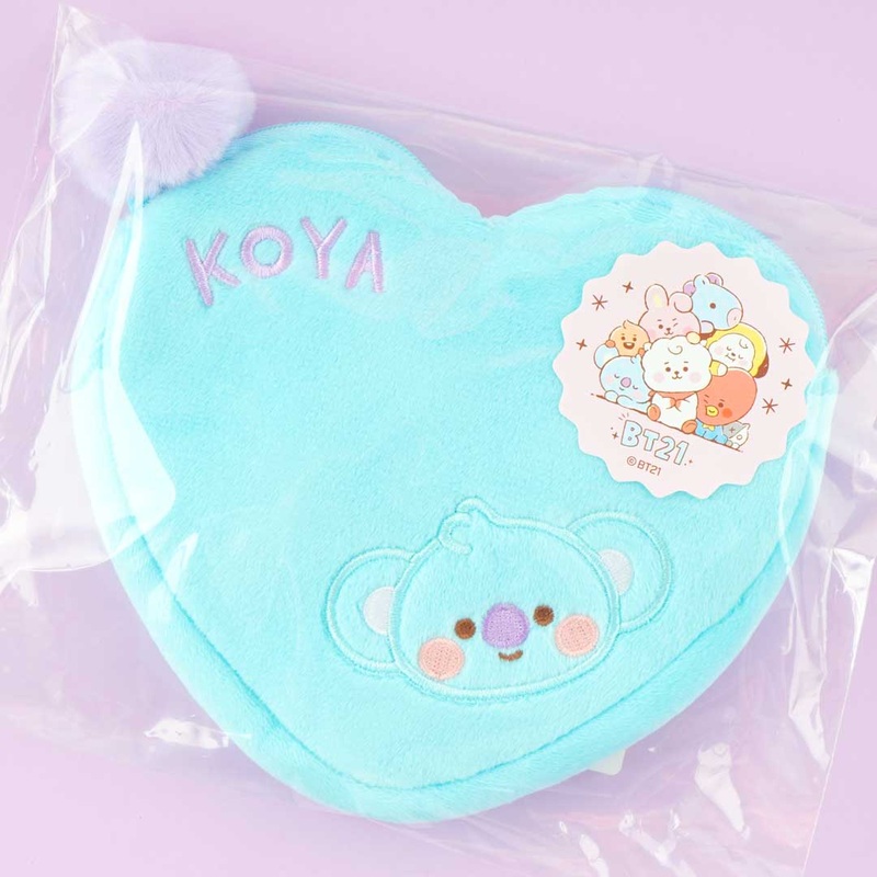 BT21 Fluffy Heart Pouch With Chocolate - KOYA