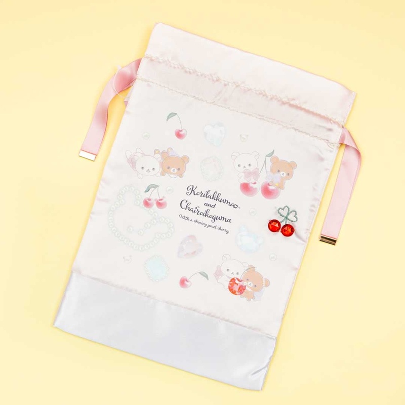 Korilakkuma & Chairoikoguma Korikogu Jewel Cherry Drawstring Pouch