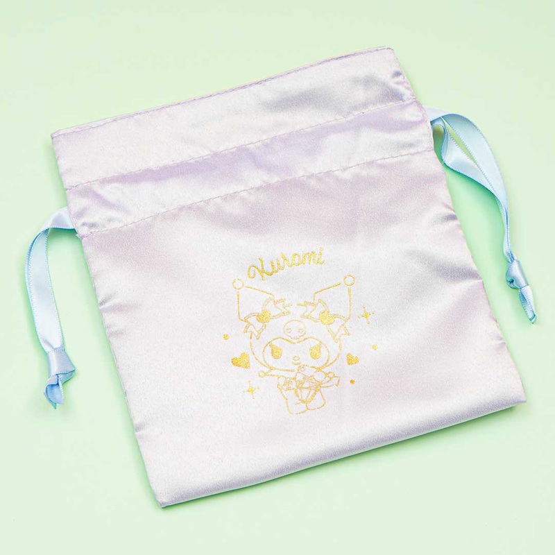 Kuromi Sparkle Hearts Drawstring Pouch