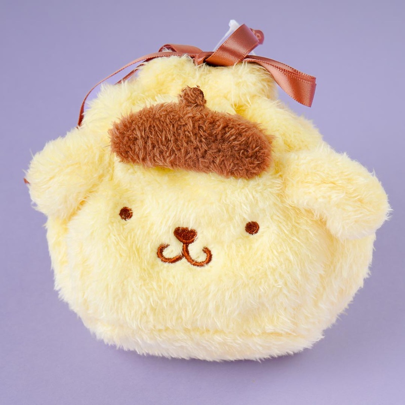 Pompompurin Fluffy Face Drawstring Pouch