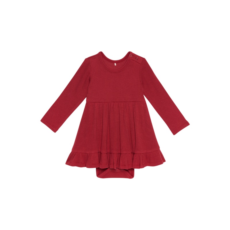 Crimson Waffle - Ruffled Twirl Bodysuit Dress (18-24M)