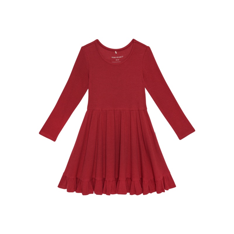 Crimson Waffle - Ruffled Twirl Dress