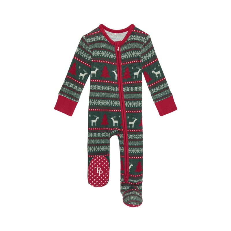 Holiday Fair Isle - Footie Zippered One Piece