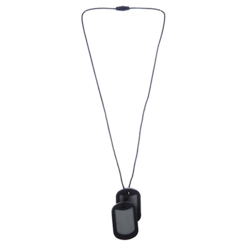 Silicone Military Tag Necklace for Teething - Black
