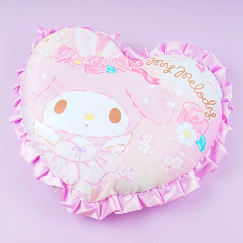 My Melody & Flowers Heart-Shaped Cushion