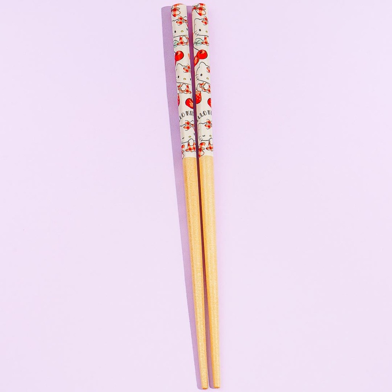 Hello Kitty Gingham Fruit Harvest Bamboo Chopsticks