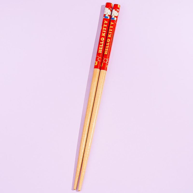 Hello Kitty Gold Bows Wooden Chopsticks