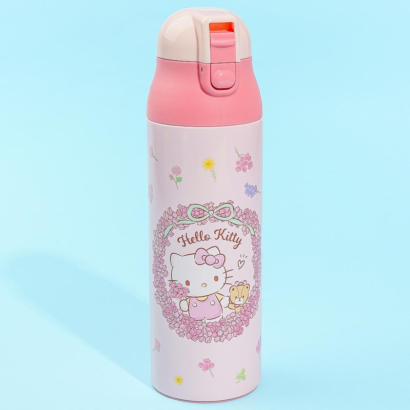 Hello Kitty Pink Floral Harvest One-Push Thermal Bottle