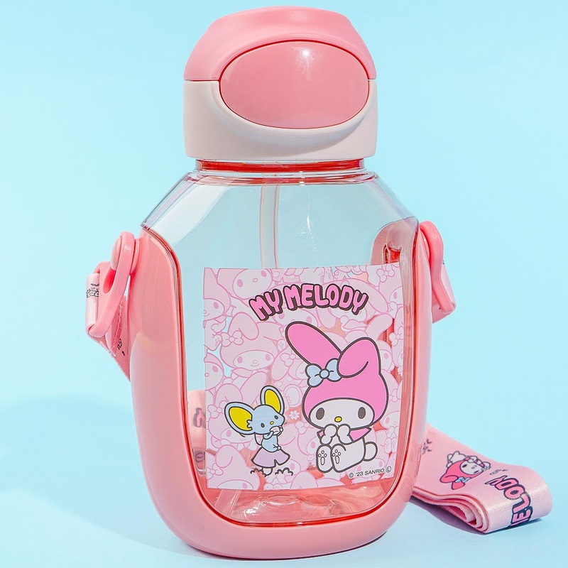 My Melody Ushiro Shiro One-Push Bottle With Straw