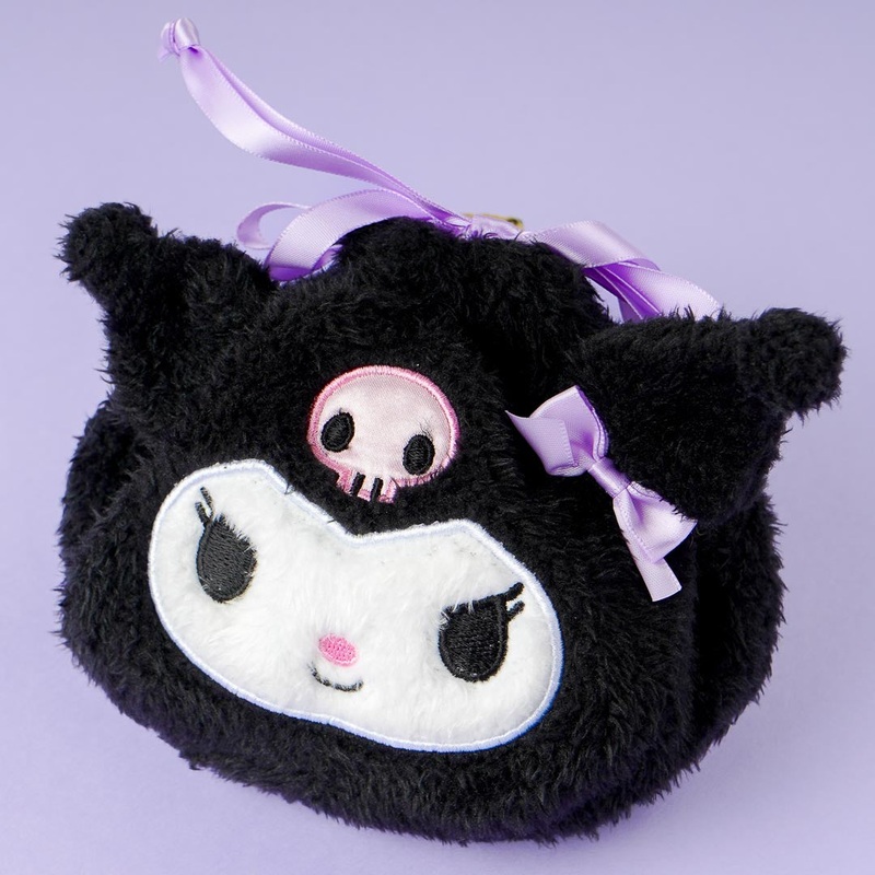Kuromi Fluffy Face Drawstring Pouch