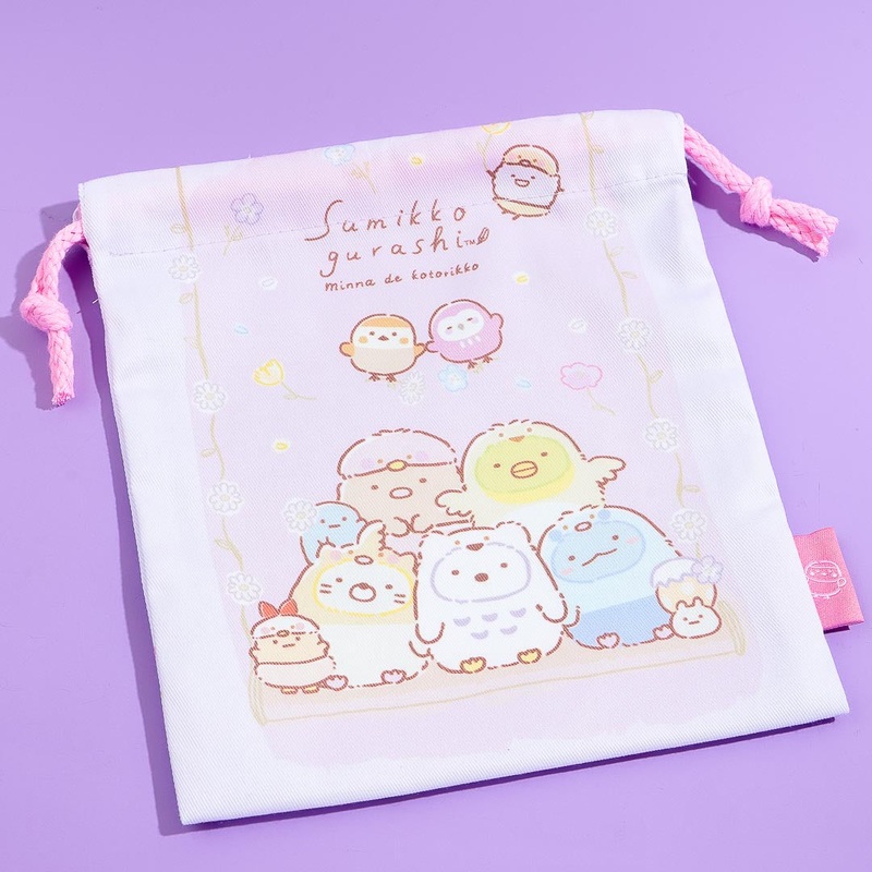 Sumikko Gurashi Birds Drawstring Pouch