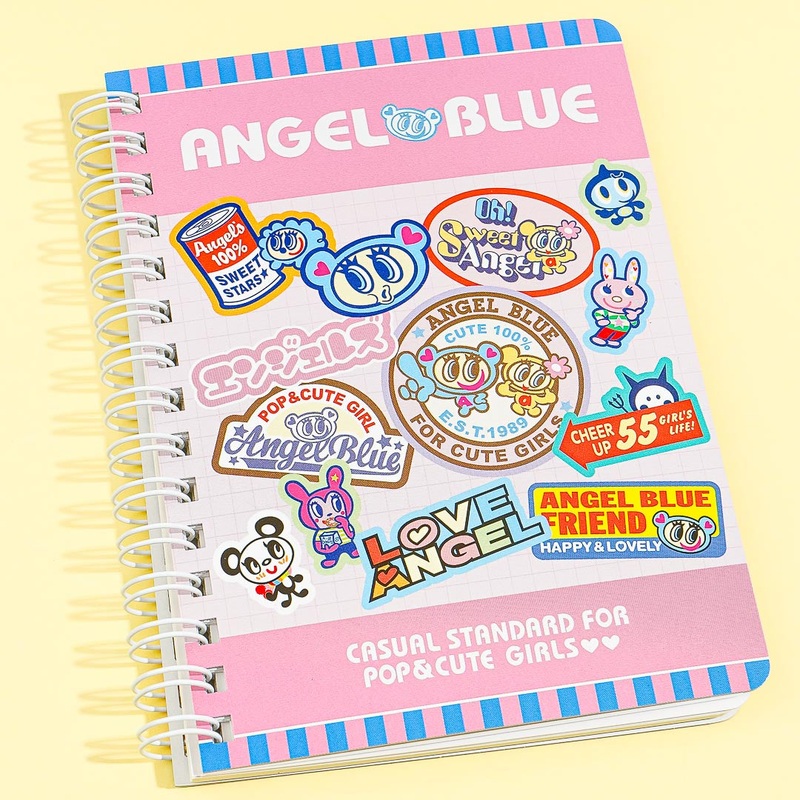 Angel Blue Retro Signage A6 Spiral Notebook