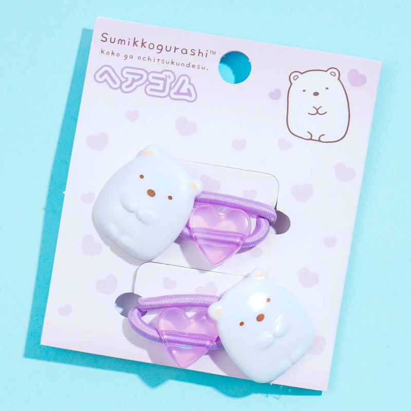 Sumikko Gurashi Purple Heart Hair Tie Set - Shirokuma / 2 pcs