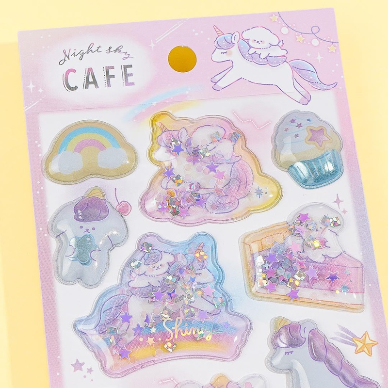 Unicorn Night Sky Cafe Shakashaka Stickers