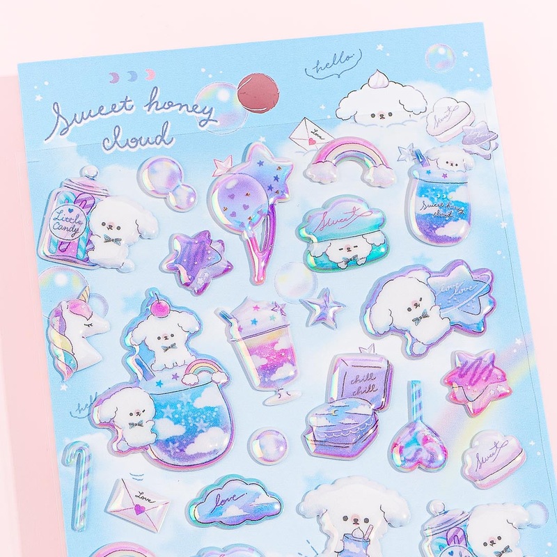 Sweet Honey Cloud Puffy Stickers
