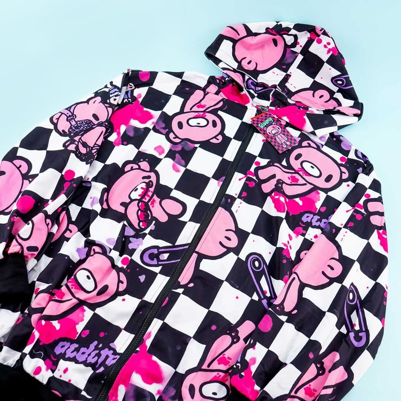 ACDC RAG Checkered Gloomy Bear Zip Hoodie