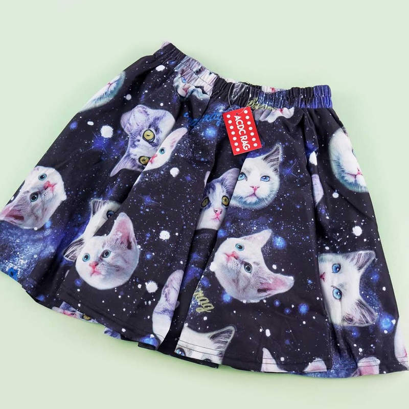 ACDC RAG Gaalxy Cat Flare Skirt